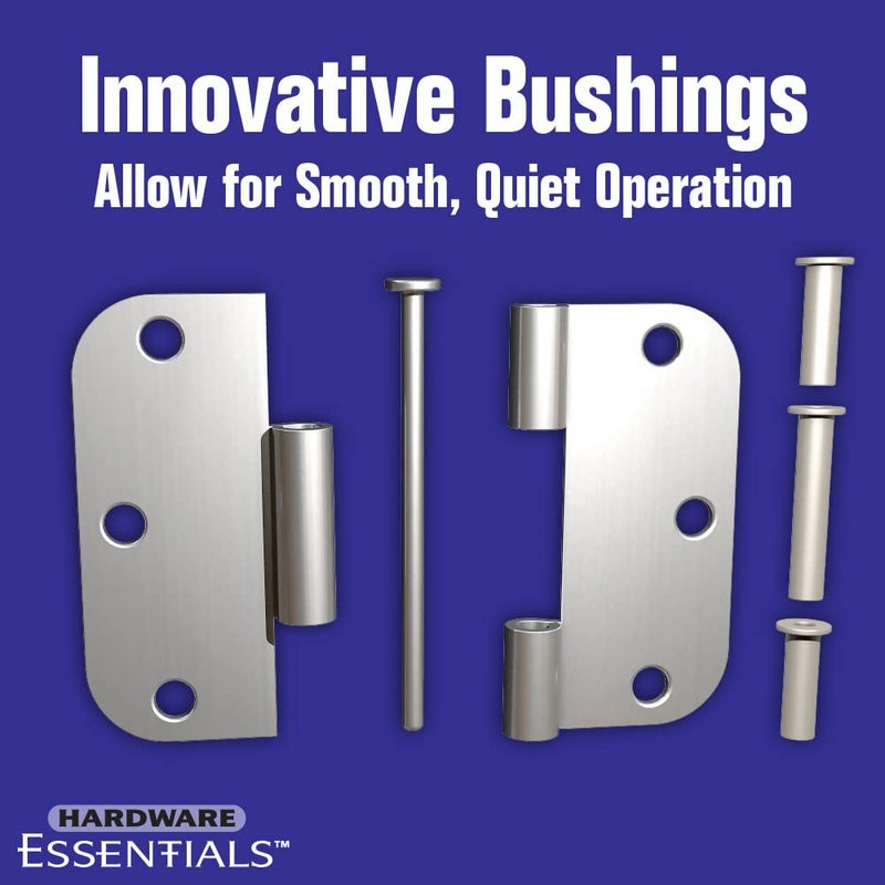 Hardware Essentials 854328 Smooth Corner Squeak-Proof Door Hinges, 3-1/2 inch, Satin Nickel - Image 4